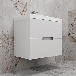 Style Line Тумба под раковину Матис 70 подвесная белая матовая – фотография-3